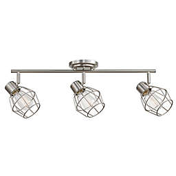 Globe Electric Jax 3-Light Track Light in Brushed Nickel with Vintage Edison Bulbs Included