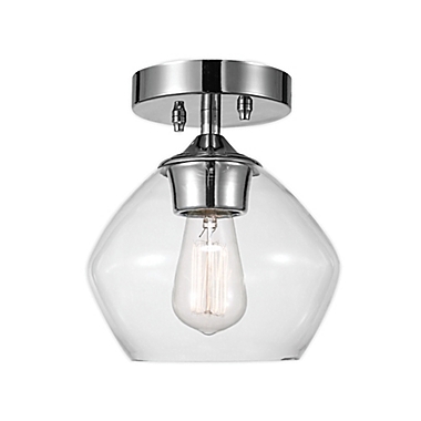 Globe Electric Harrow 1-Light Semi-Flush Mount Ceiling Light in Chrome with Clear Glass Shade. View a larger version of this product image.