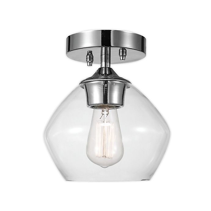 Globe Electric Harrow 1 Light Semi Flush Mount Ceiling In Chrome With Clear Glass Shade Bed Bath Beyond - Ceiling Fixture With Glass Shade