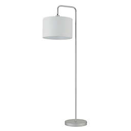 Globe Electric Barden Floor Lamp in Silver Finish with White Fabric Shade