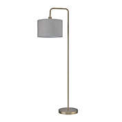 Globe Electric Barden Floor Lamp in Brass with Light Gray Velvet Shade
