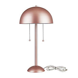 Globe Electric Haydel 2-Light Table Lamp in Mtte Rose Gold with Dome Shade