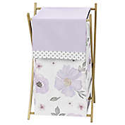 Sweet Jojo Designs Watercolor Floral Laundry Hamper in Lavender/Grey