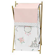 Sweet Jojo Designs Bunny Floral Laundry Hamper in Pink/Grey