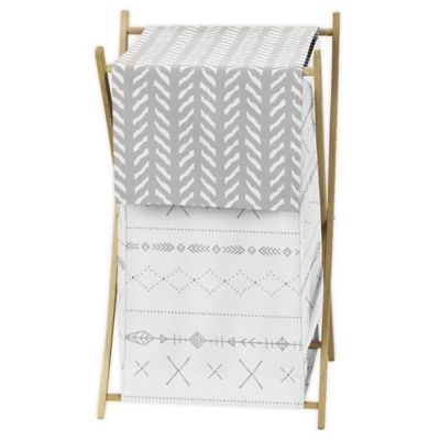 grey and white laundry hamper