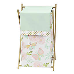 Sweet Jojo Designs Butterfly Floral Laundry Hamper in Pink/Mint