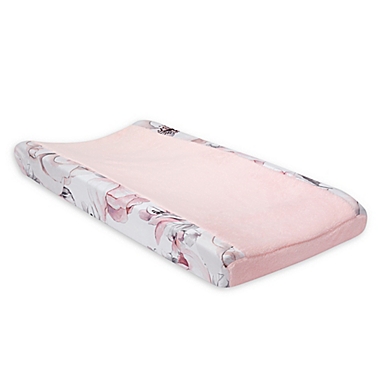 Lambs &amp; Ivy&reg; Botanical Baby Floral Changing Pad Cover in Pink/Grey. View a larger version of this product image.