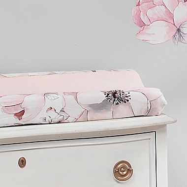 Lambs &amp; Ivy&reg; Botanical Baby Floral Changing Pad Cover in Pink/Grey. View a larger version of this product image.