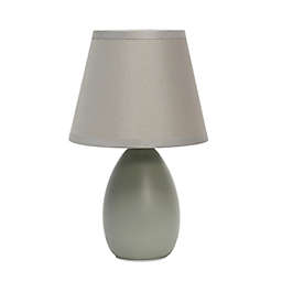 Simple Designs Mini Ceramic Globe Table Lamp in Grey with Fabric Shade