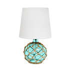Alternate image 0 for Elegant Designs Buoy Netted Aqua Glass Table Lamp with Fabric Lampshade