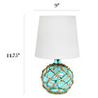 Alternate image 6 for Elegant Designs Buoy Netted Aqua Glass Table Lamp in Aqua with Fabric Lampshade