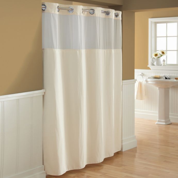 Hookless® Waffle Fabric Shower Curtain and Snap-in Liner Set | Bed Bath