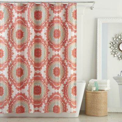 coral pink shower curtain