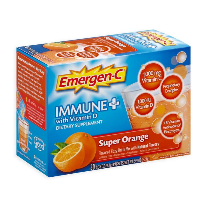 Emergen C Immune Vitamin D 30 Count Fizzy Drink Mix Packets In Super Orange Bed Bath Beyond