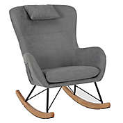 Lyon Rocker Chair with Storage Pockets in Grey