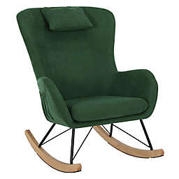 Lyon Rocker Chair with Storage Pockets in Green