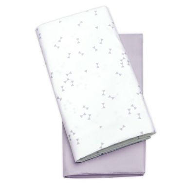 Chicco LullaGo&reg; Bassinet 2-Pack Polyester Fitted Sheets in Lavender Triangle. View a larger version of this product image.