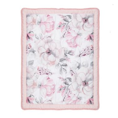 Lambs &amp; Ivy&reg; Botanical Baby 4-Piece Crib Bedding Set in Pink/Grey. View a larger version of this product image.