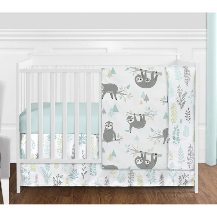 Sweet Jojo Designs Sloth Reversible 4 Piece Crib Bedding Set In