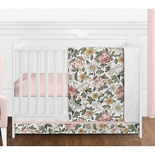 Alternate image 1 for Sweet Jojo Designs Vintage Floral 4-Piece Crib Bedding Set in Pink/Green