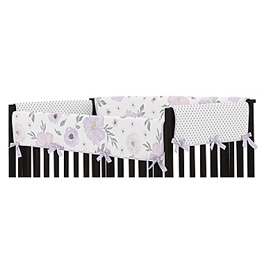 Sweet Jojo Designs Watercolor Floral Reversible Rail Guard in Lavender/Grey. View a larger version of this product image.