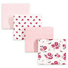 Alternate image 0 for hudson baby 4-Pack Rose Recieving Blanket in Red