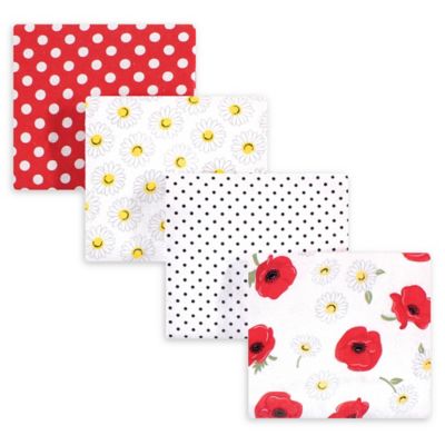 hudson baby 4-Pack Poppy Cotton Receiving Blanket in Red