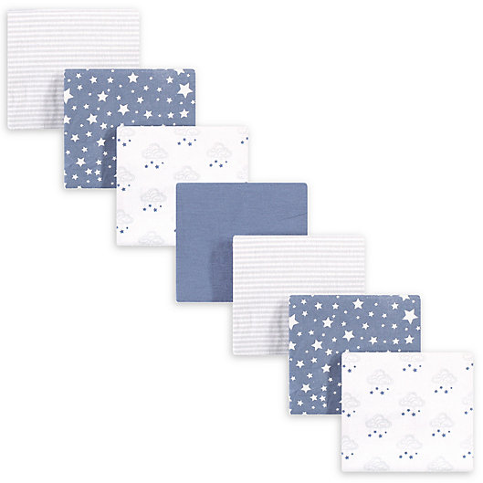 Alternate image 1 for Hudson Baby® 7-Pack Starry Cotton Receiving Blanket in Blue