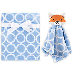 hudson baby Plush Fox Security Blanket in Blue