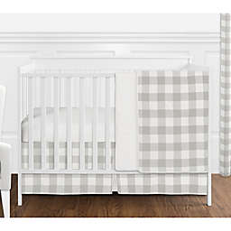 SWEET JOJO Designs Buffalo Check 4-Piece Crib Bedding Set in Grey/White