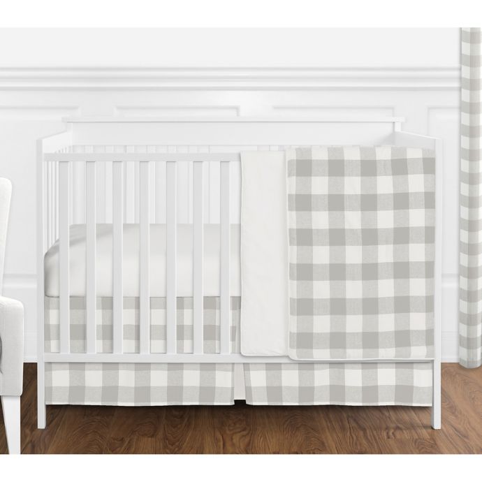 Sweet Jojo Designs Buffalo Check 4 Piece Crib Bedding Set In Grey White Buybuy Baby