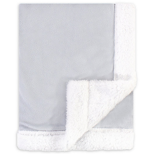 Alternate image 1 for Hudson Baby Plush Sherpa Toddler Blanket in Grey/White