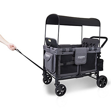 WonderFold Wagon W4 Quad Folding Stroller Wagon in Black/Grey. View a larger version of this product image.