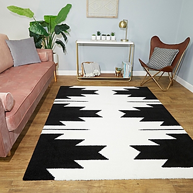 Nicholas 5&#39;3 x 7&#39; Woven Area Rug in Black/White. View a larger version of this product image.