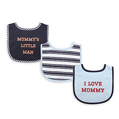 Luvable Friends&reg; 3-Pack &quot;I Love Mommy&quot; Bibs in Blue. View a larger version of this product image.