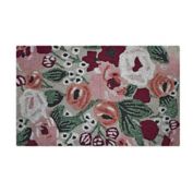 Easy Care Abstract Floral 1'8 x 2'10 Indoor/Outdoor Accent Rug in Red/Green