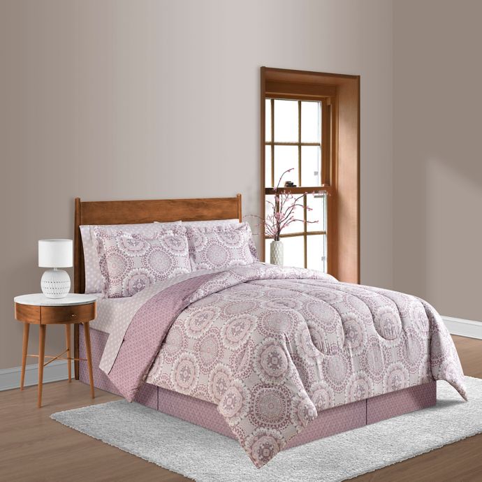 Farrah Plum 8 Piece Reversible Comforter Set Bed Bath Beyond