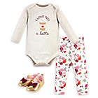Alternate image 0 for Hudson Baby&reg; Size 3-6M 3-Piece Fall Latte Long Sleeve Bodysuit, Pant, and Shoe Set in Beige