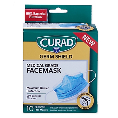 Curad&reg; Germ Shield&trade; Medical Grade Facemask with Earloops (Set of 10). View a larger version of this product image.