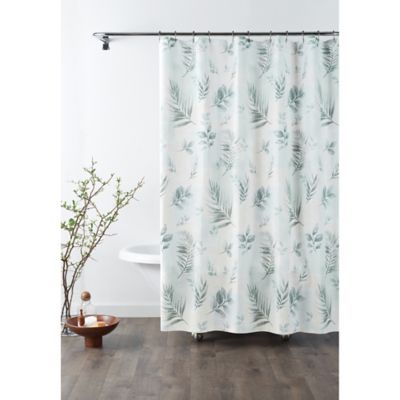 grey and green shower curtain