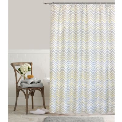 blue and white chevron shower curtain