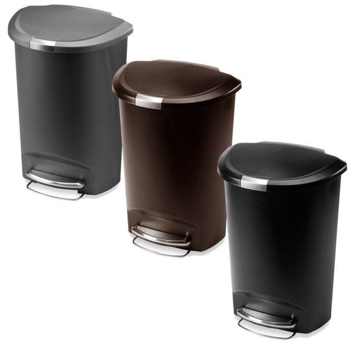 simplehuman® Plastic Semi-Round 50-Liter Step-On Trash Can | Bed Bath