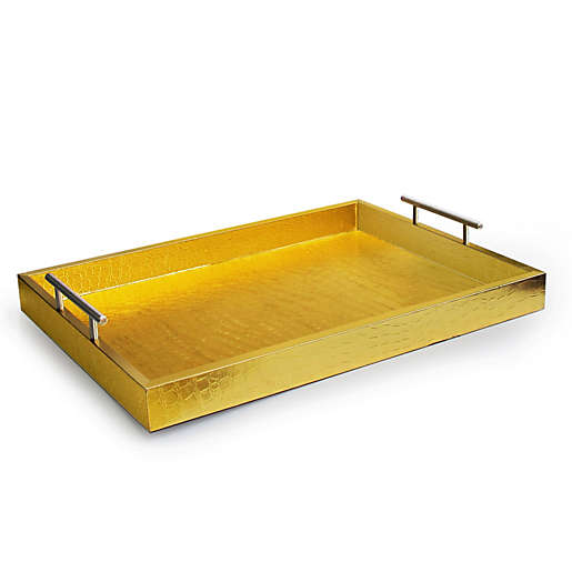 Alligator Tray with Metal Handles in Gold