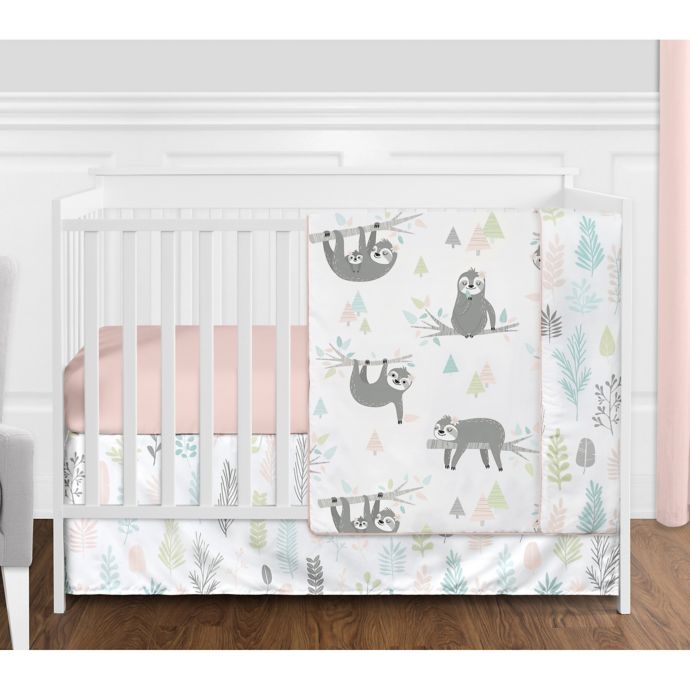 Sweet Jojo Designs Sloth Reversible 4 Piece Crib Bedding Set In