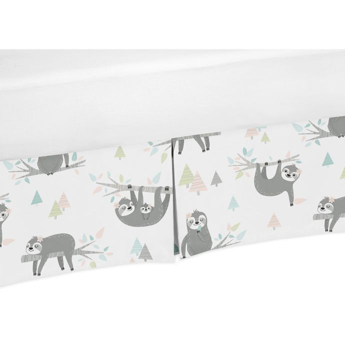 Sweet Jojo Designs Sloth Crib Skirt In Blush Grey Buybuy Baby