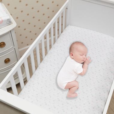 Lambs &amp; Ivy&reg; Signature Swan Princess Star Fitted Crib Sheet in Pink/White/Grey. View a larger version of this product image.