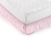 LEVTEX BABY Flower &amp; Ogee 2-Pack Plush Changing Pad Cover in Blush/Ivory