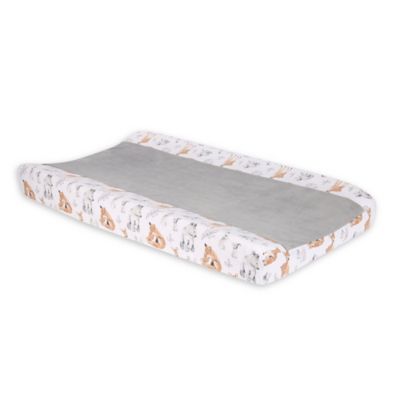 Lambs &amp; Ivy Painted Forest Changing Pad Cover in Beige/White