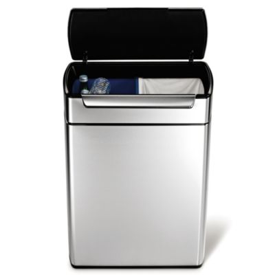simplehuman® Brushed Stainless Steel 48-Liter Rectangular Touch Bar Trash Recycler