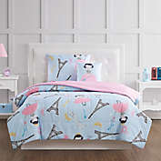 My Wolrd Paris Princess 3-Piece Twin Comforter Set in Blue/Pink